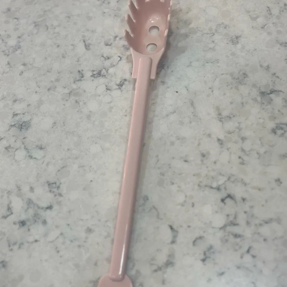 Vintage Pink Pasta Server Fork Kitchen Utensil